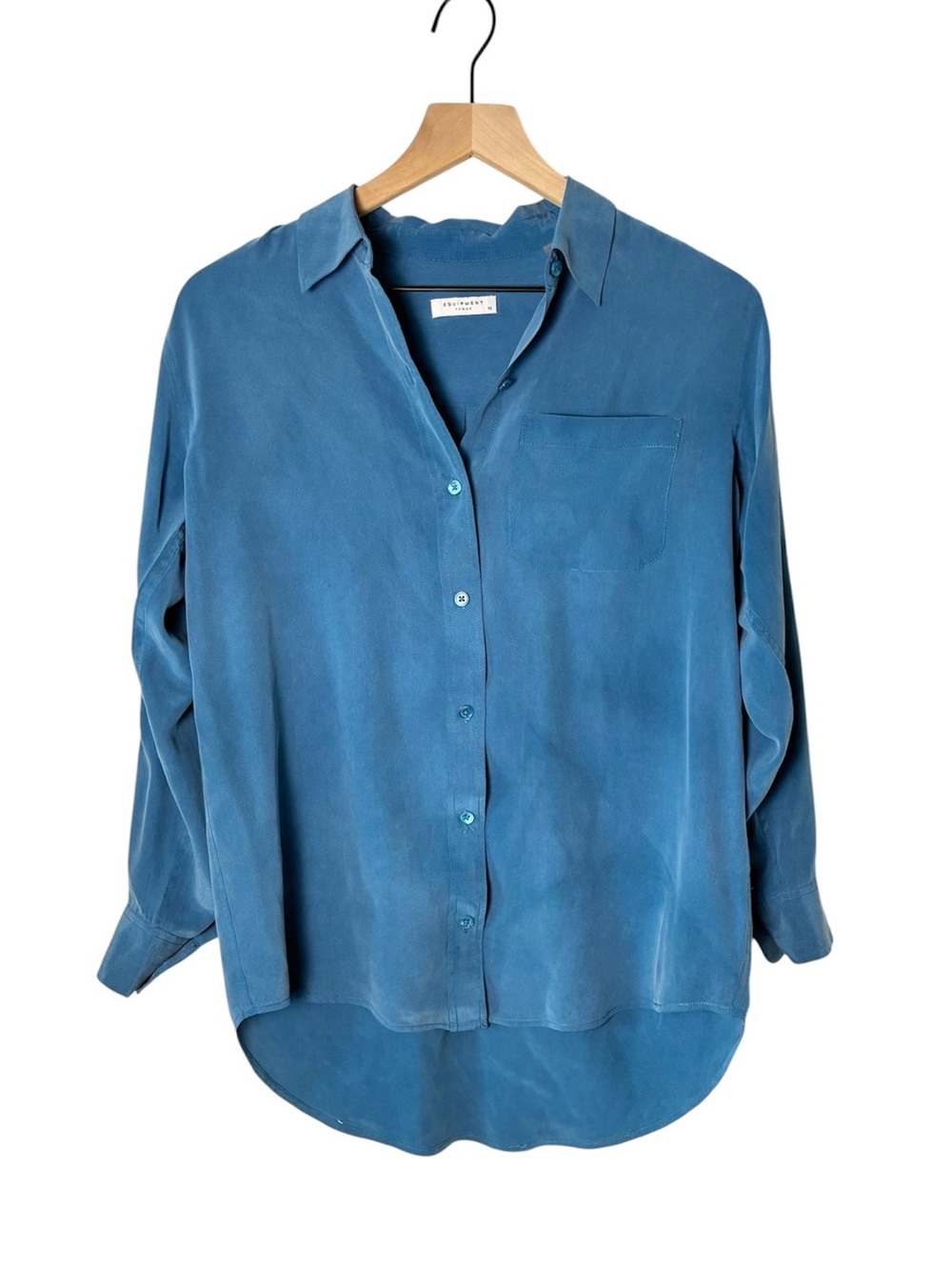 Equipment Femme Blue 100% Silk Blue Button-Up Blouse